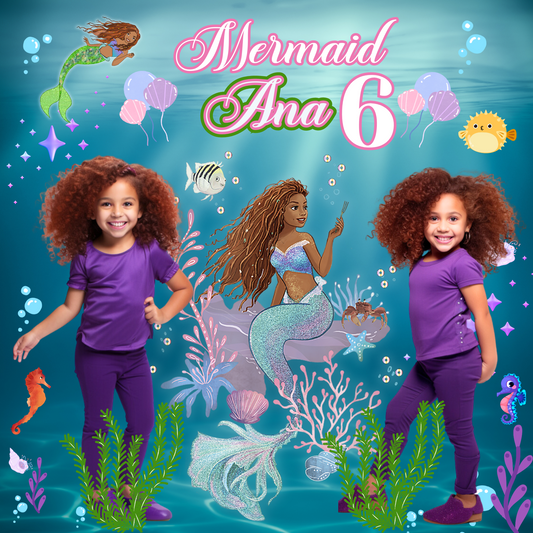 Mermaid Editable Canva Party Backdrop DIGITAL DOWNLOAD ONLY