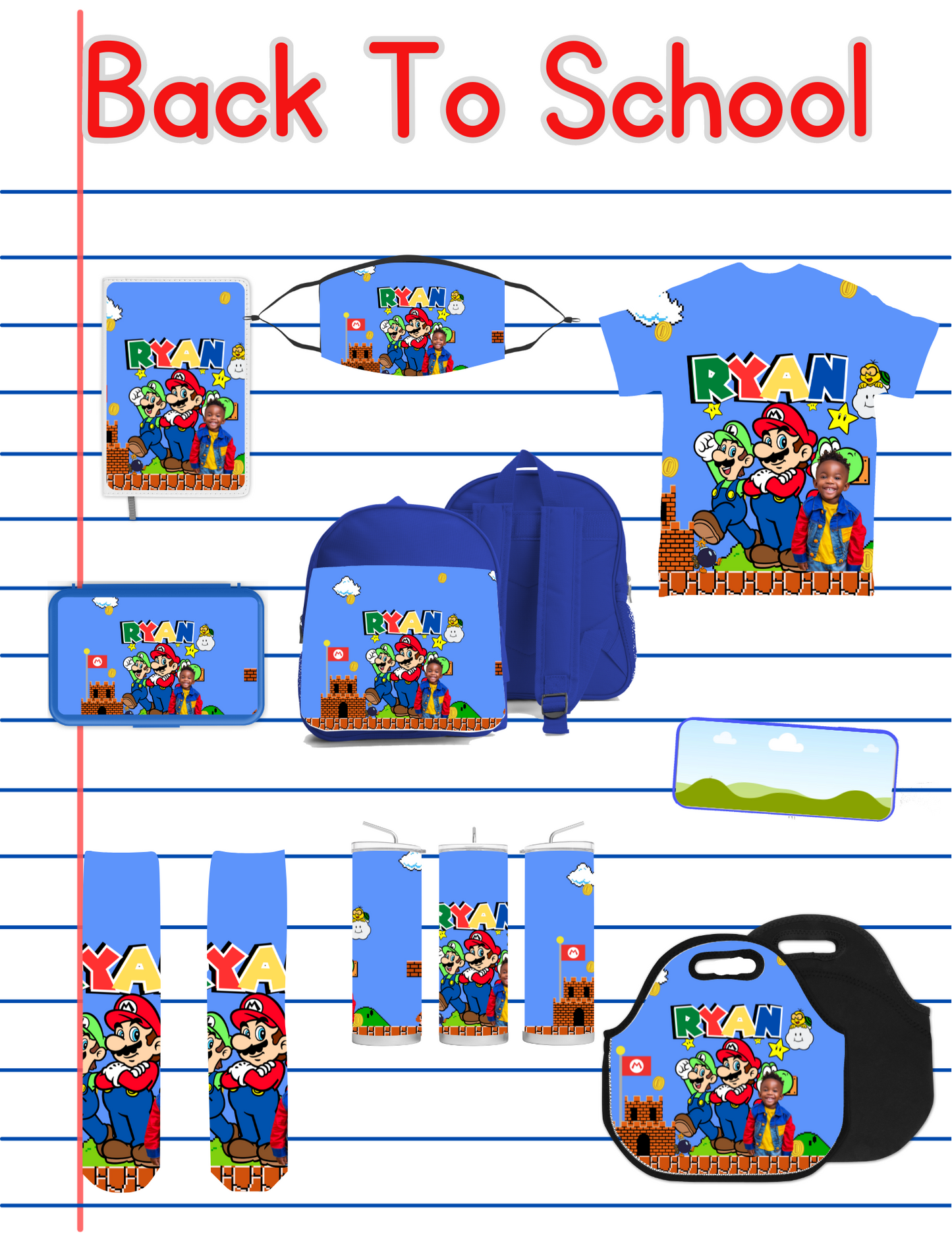 Mario Back to School Canva editable image