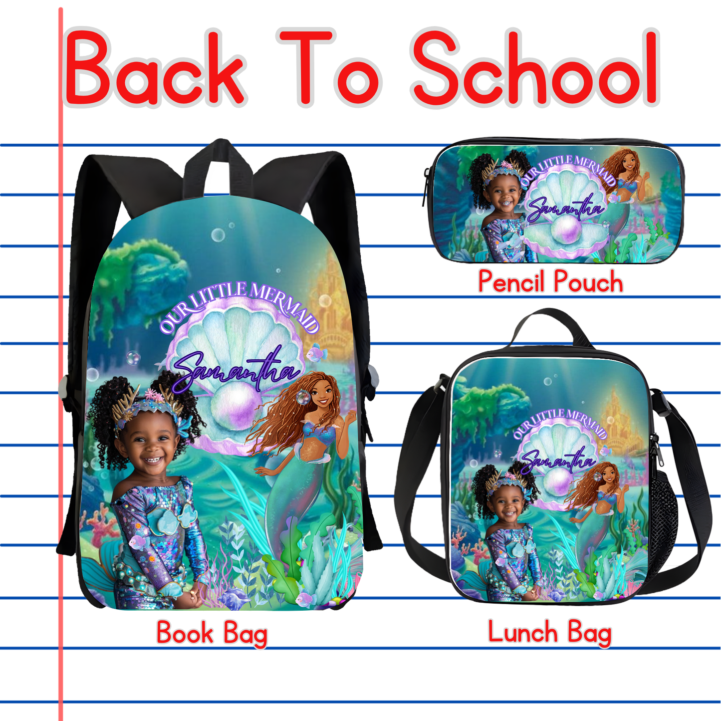 Mermaid Back to School Canva editable image