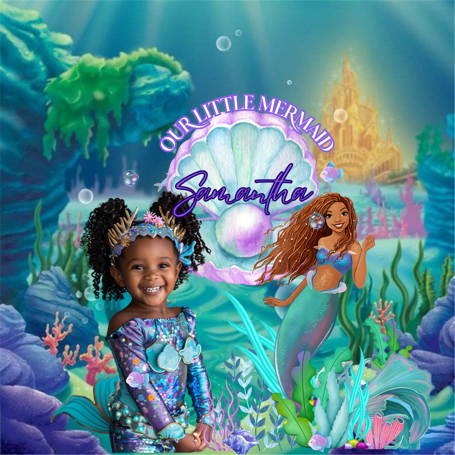 Mermaid Back to School Canva editable image