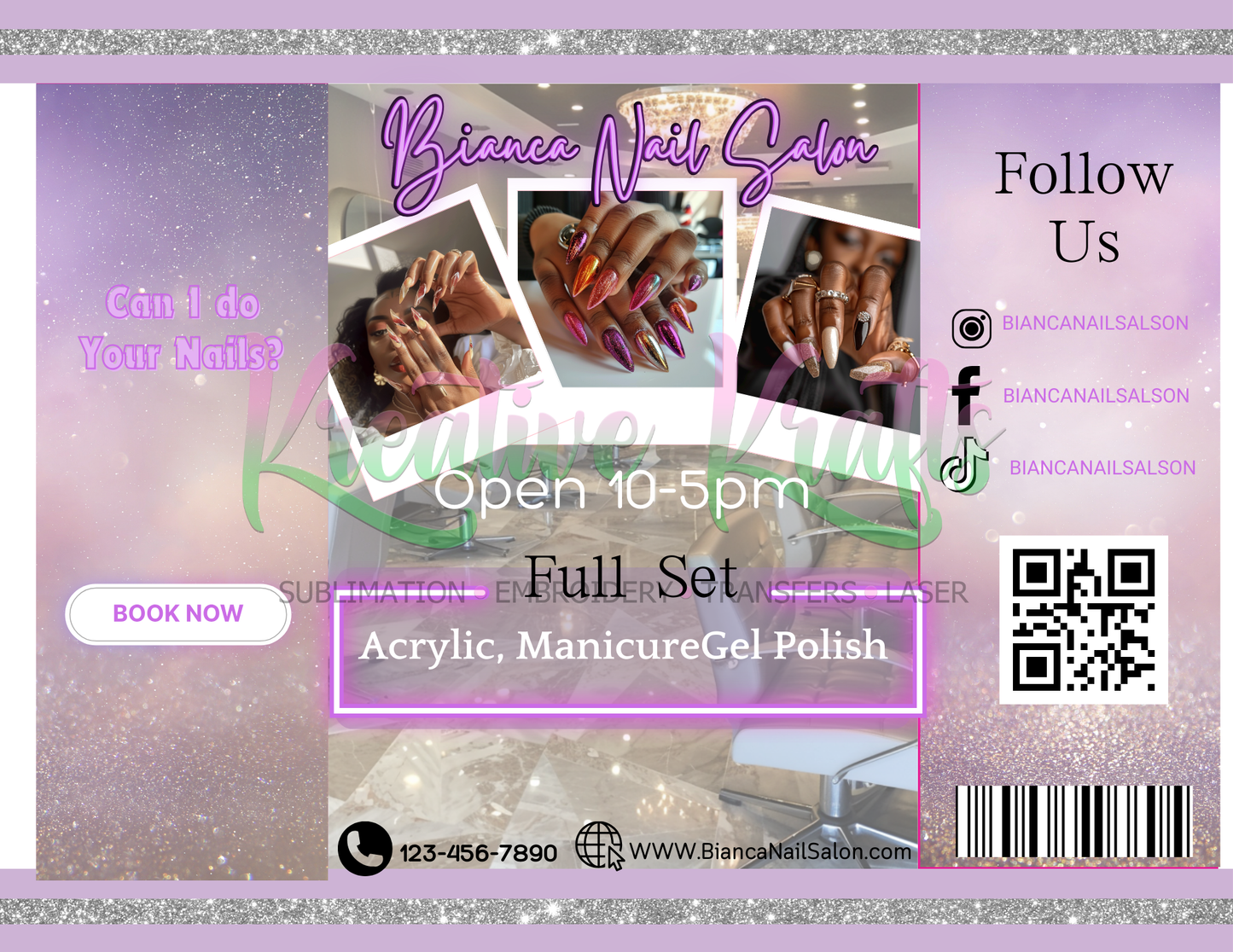 Nail Tech  Editable Canva marketing  Design DIGITAL DOWNLOAD ONLY