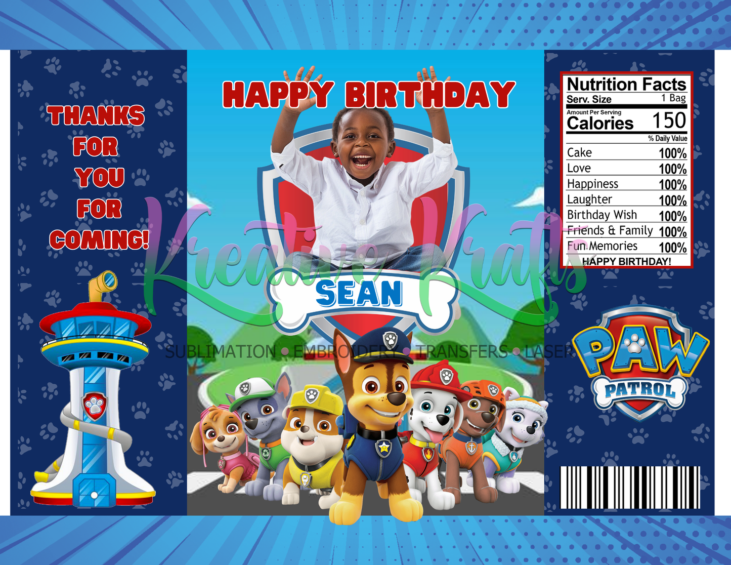 Paw Patrol Editable Canva Party Favor Design DIGITAL DOWNLOAD ONLY