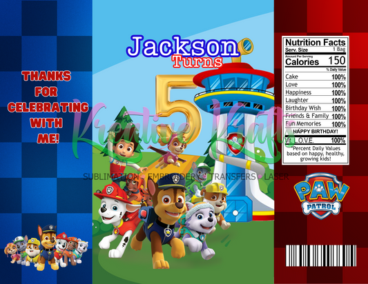 Paw Patrol Editable Canva Party Favor Design DIGITAL DOWNLOAD ONLY