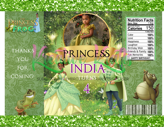 The Princess and the Frog Ediitable Party Favor Canva Design DIGITAL DOWNLOAD ONLY