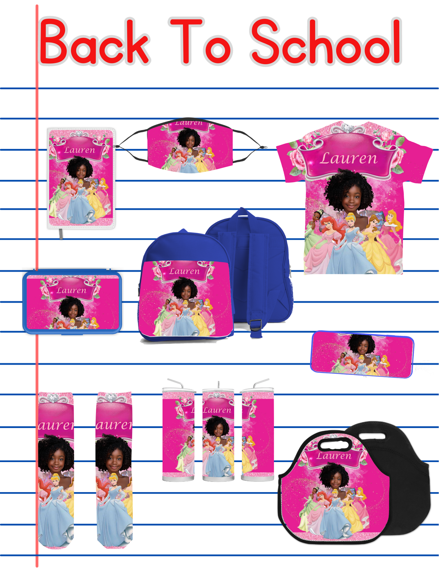 Princess Back to School Canva editable image