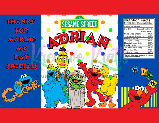 Sesame Street Editable Party Favor Canva Design DIGITAL DOWNLOAD ONLY