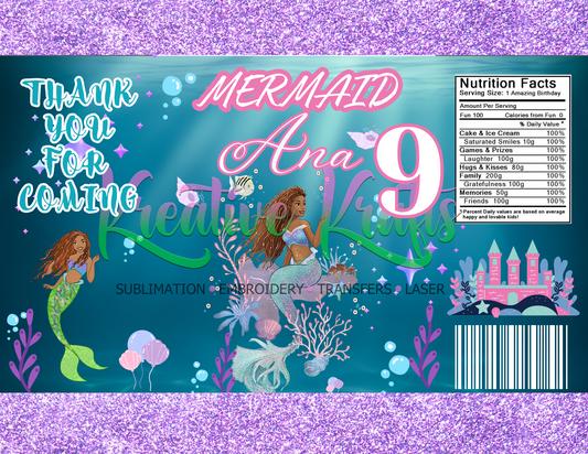 Mermaid Editable Canva Party Favor Design DIGITAL DOWNLOAD ONLY